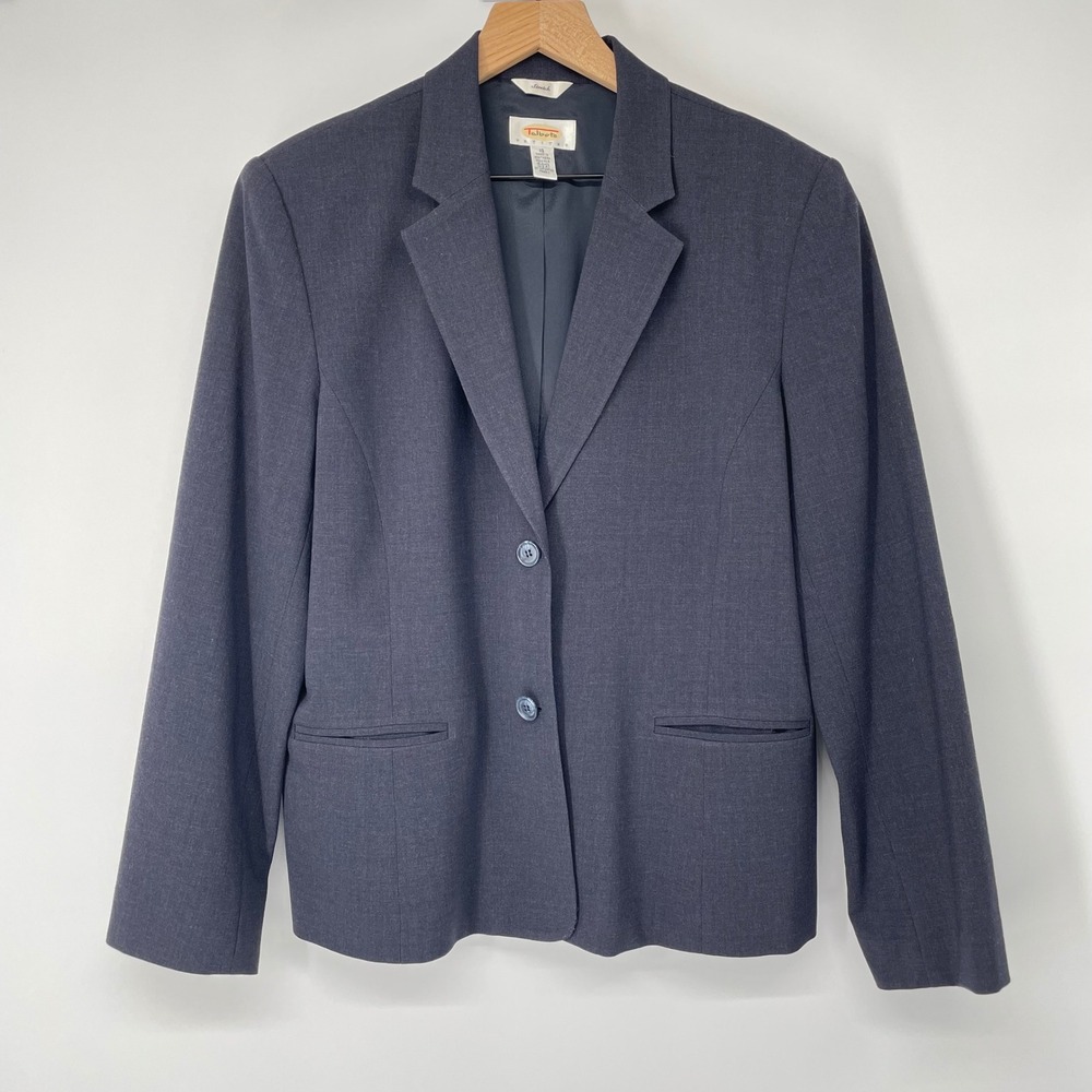 VTG Talbots Petites Wool Blazer 16P Dark Navy Classic Tailored Jacket USA Made